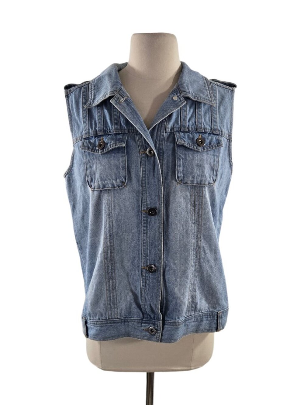 Lisa International Denim Jean Vest Size Medium